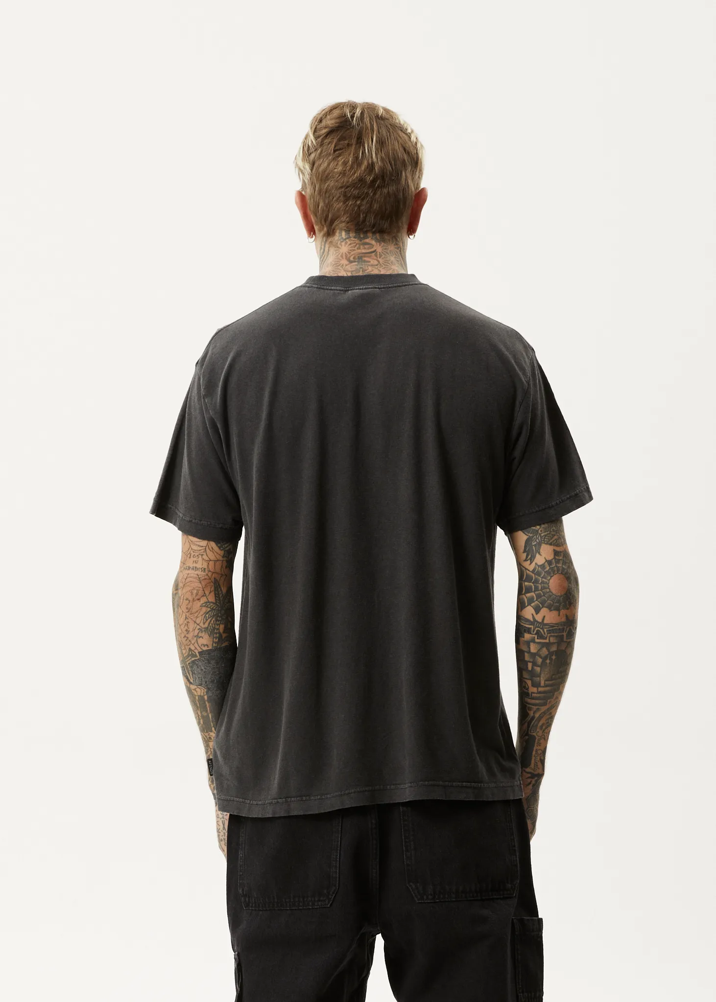 AFENDS Mens Magic Wizzo - Boxy T-Shirt - Stone Black