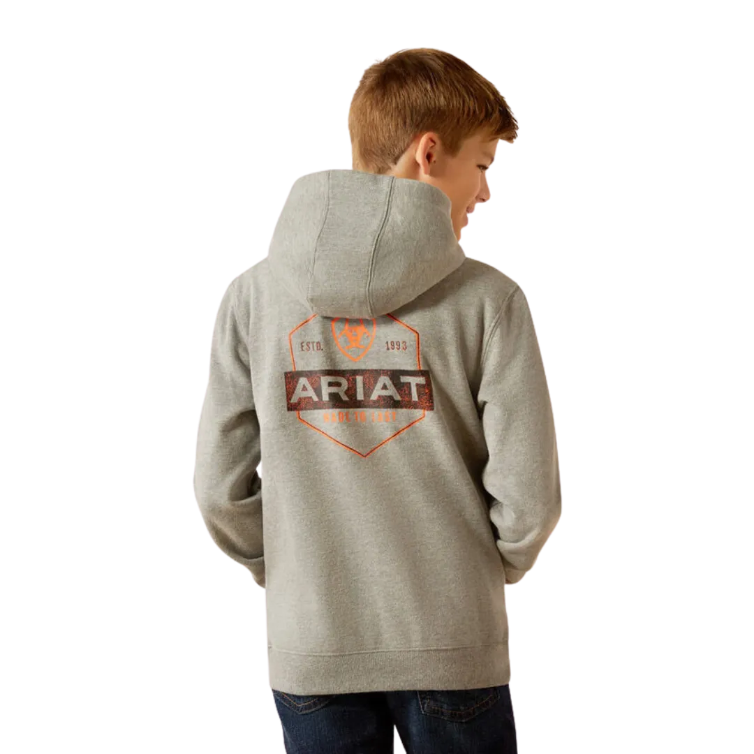 Ariat Kid's Bold Hex Grey Heather Hoodie