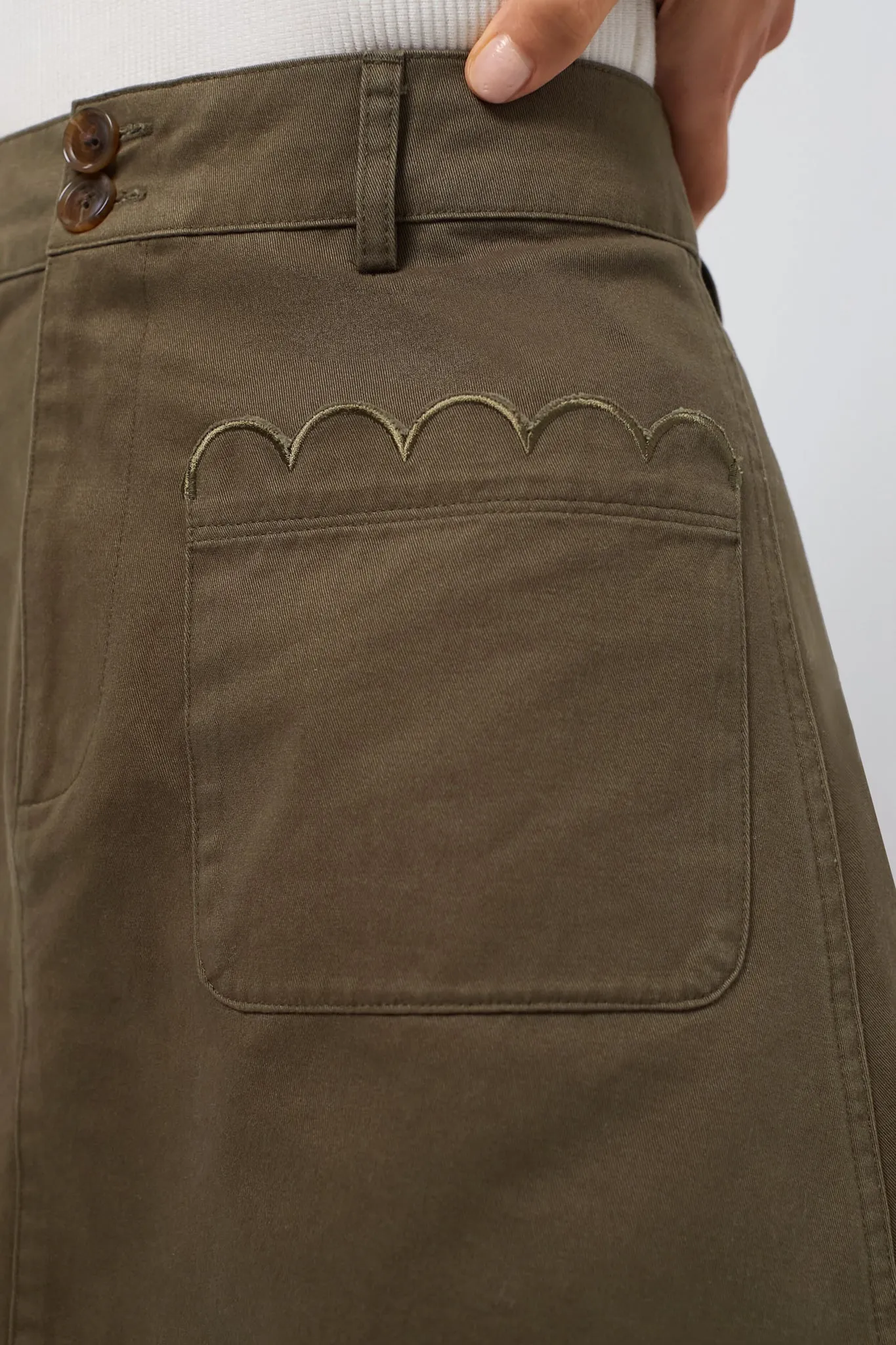 Army Green Chino Paige Mini Skirt