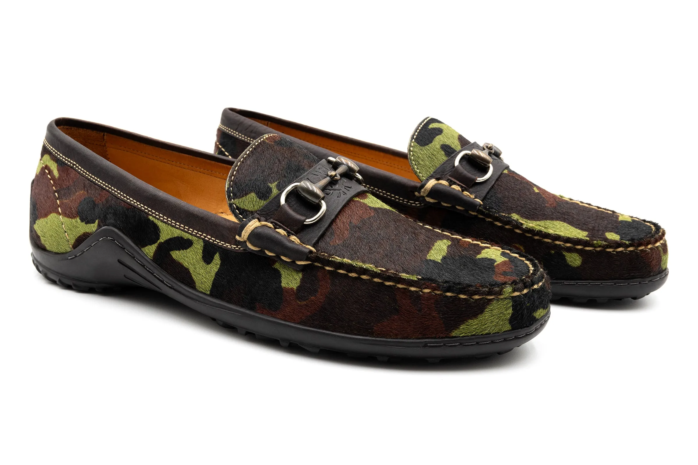 Bill "Hair On" Leather Horse Bit Loafers - Camo