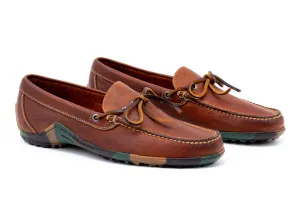 Bill Saddle Leather Bow Tie Loafers - Chestnut