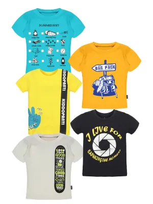 Boys Round Neck Half Sleeve Tee Pack of 5