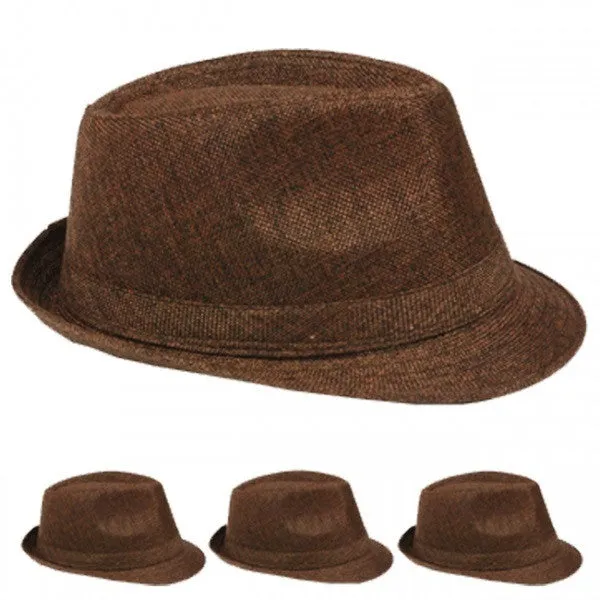 brown casual fedora hat Case of 72