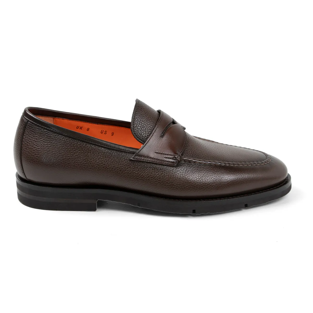 Brown Tumbled Leather Penny Loafer