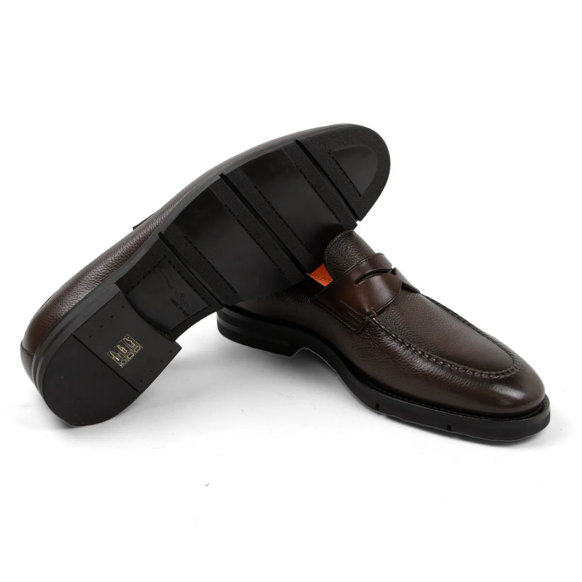 Brown Tumbled Leather Penny Loafer