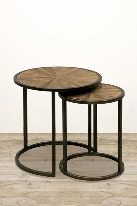 Cairo Set of 2 Tables Round Parquet Tops 400x66