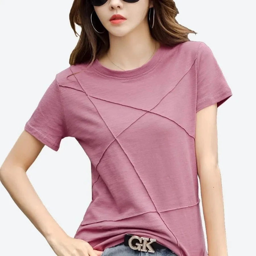 Casual Short-Sleeve Crewneck Basic Tees