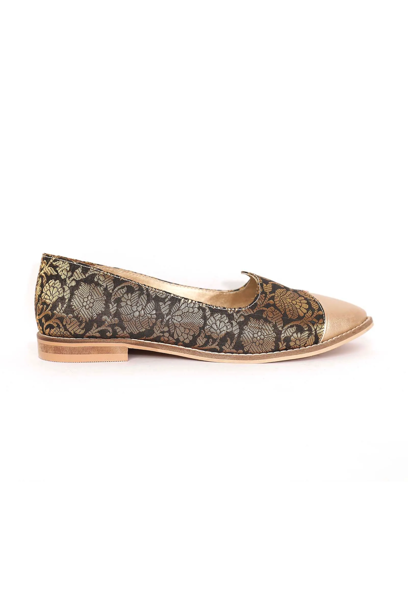 Charcol Black Brocade with Gold Loafers