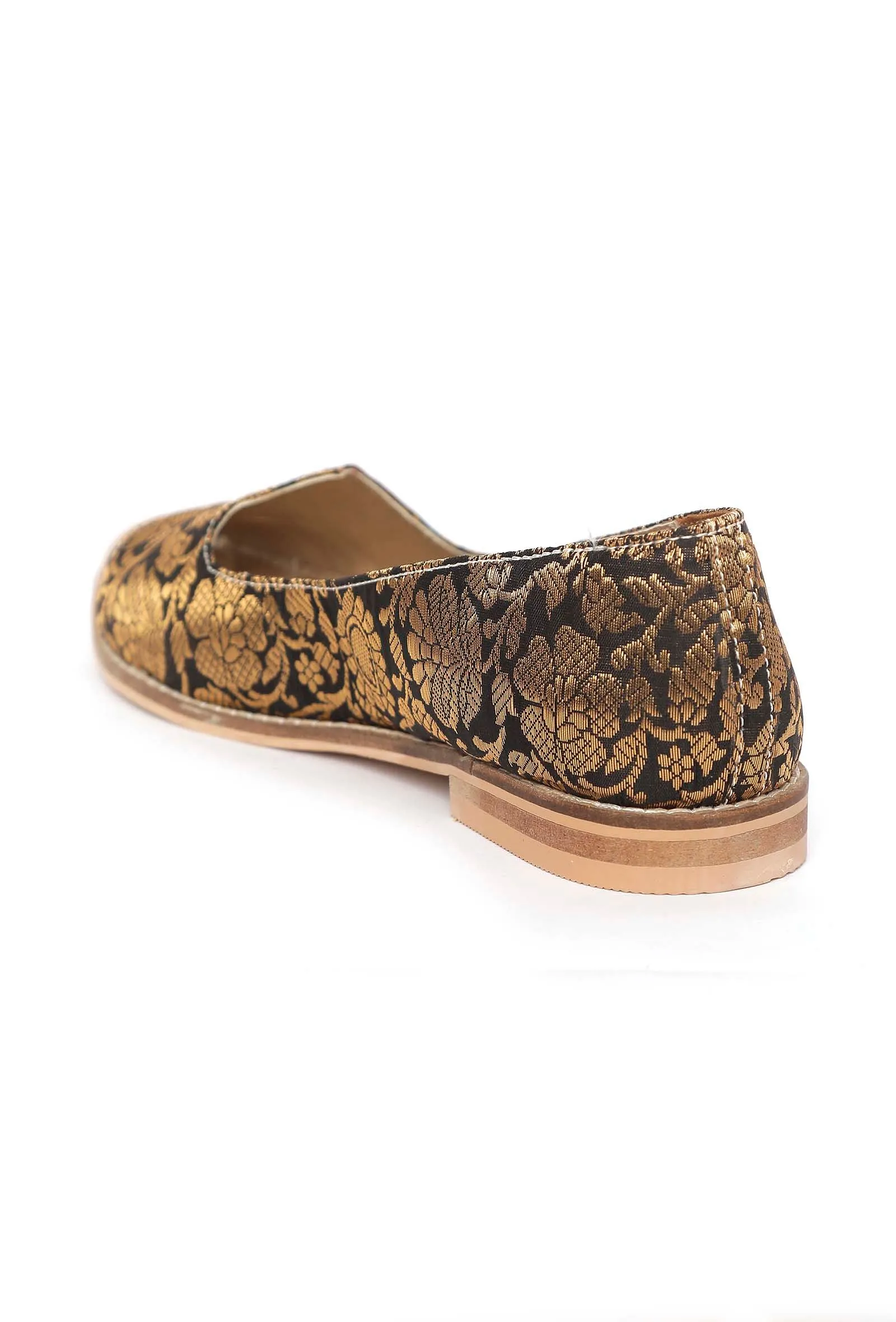 Charcol Black Brocade with Gold Loafers