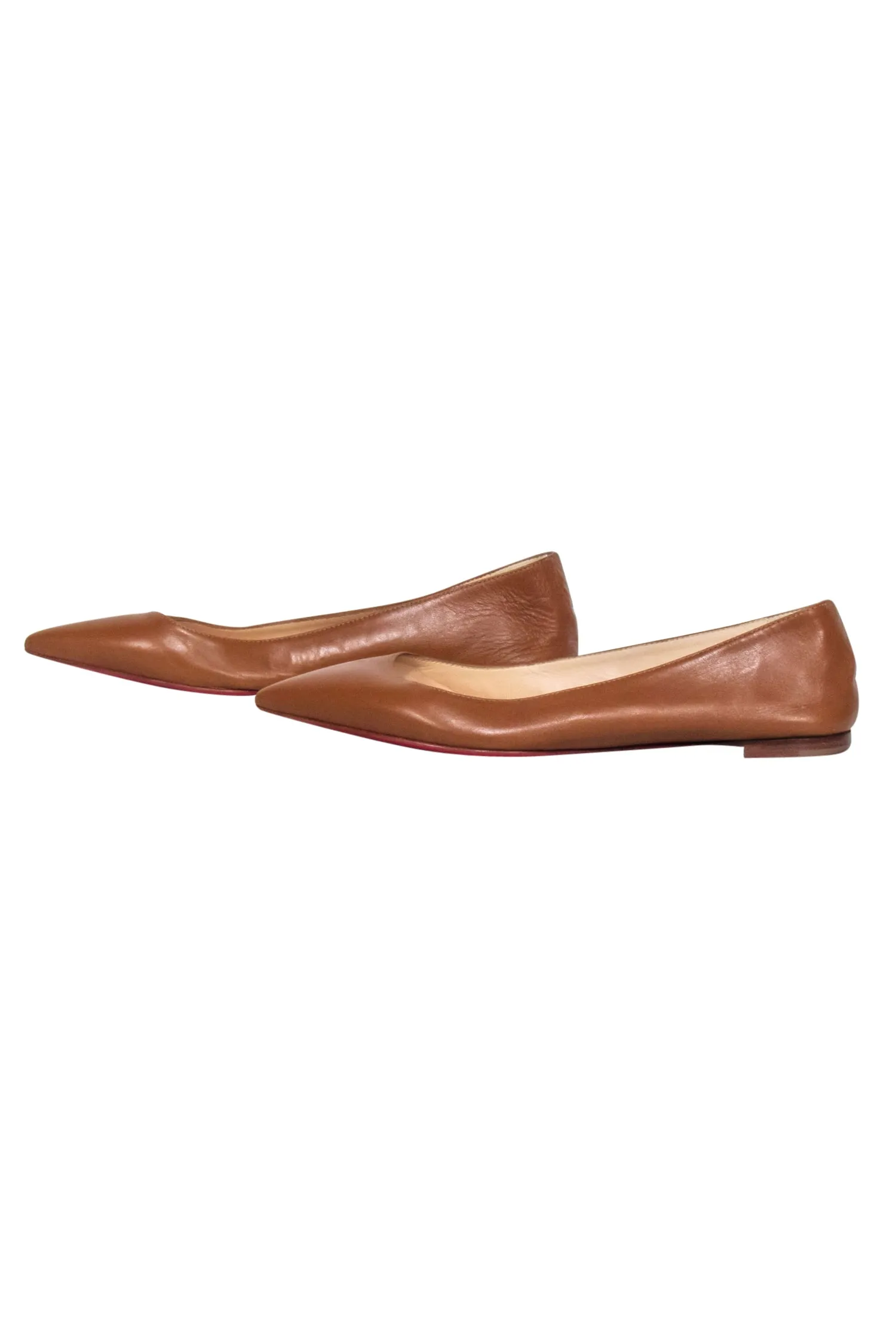 Christian Louboutin - Tan Leather Pointed Toe Flats Sz 7