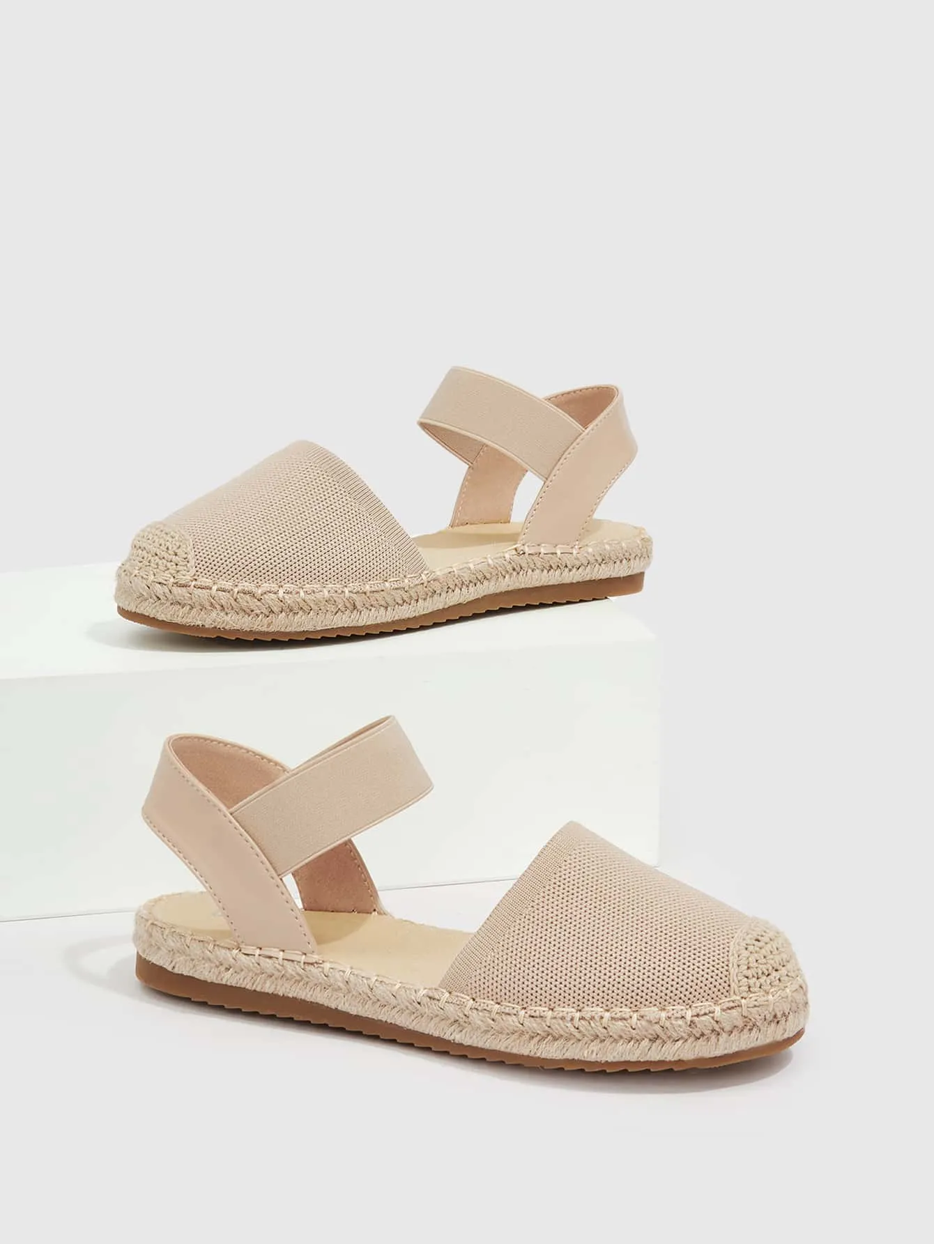 CUCCOO Basic Minimalist Stitch Detail Espadrille Flats