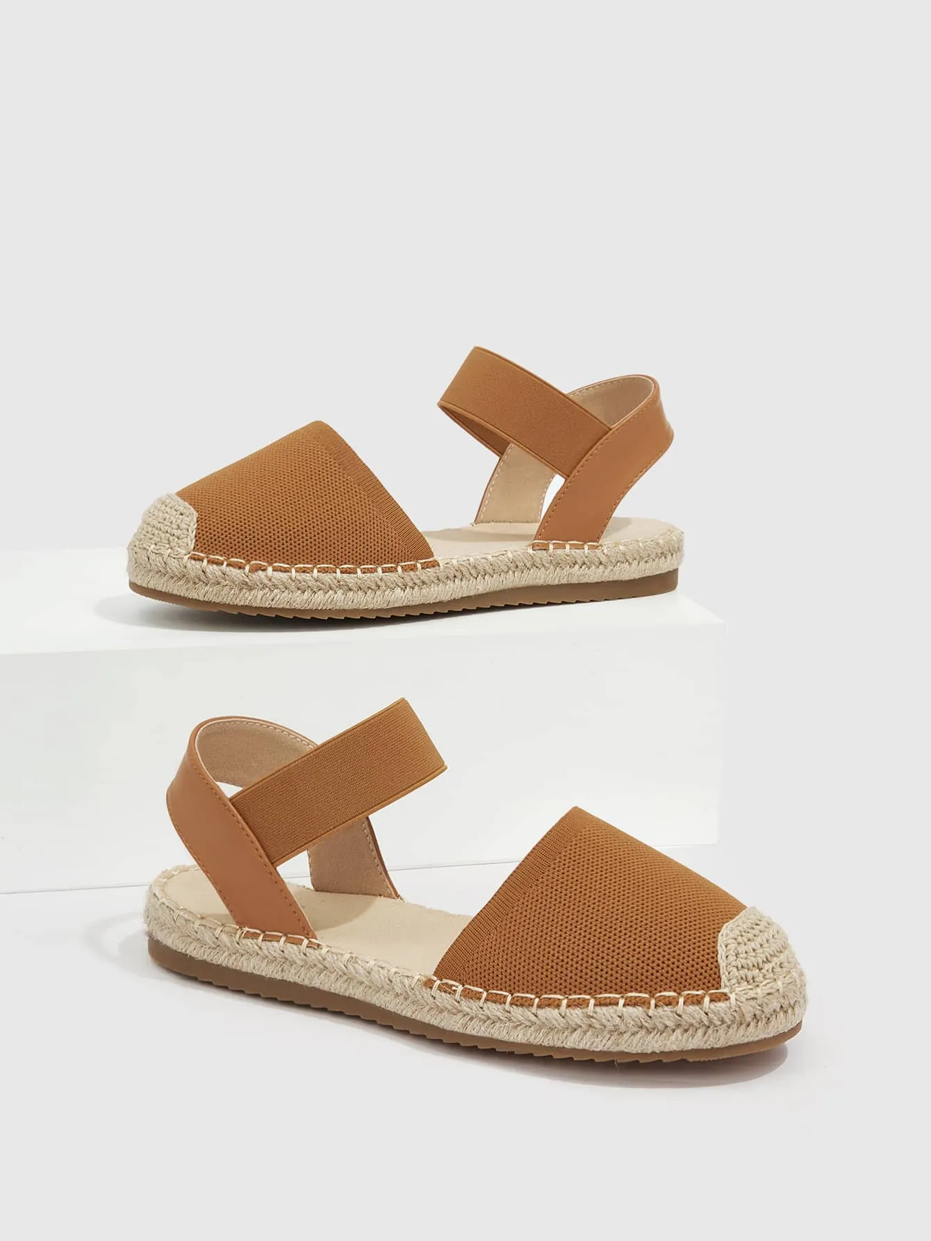 CUCCOO Basic Minimalist Stitch Detail Espadrille Flats