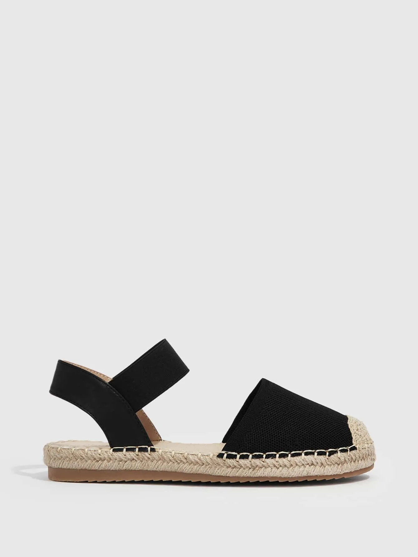 CUCCOO Basic Minimalist Stitch Detail Espadrille Flats