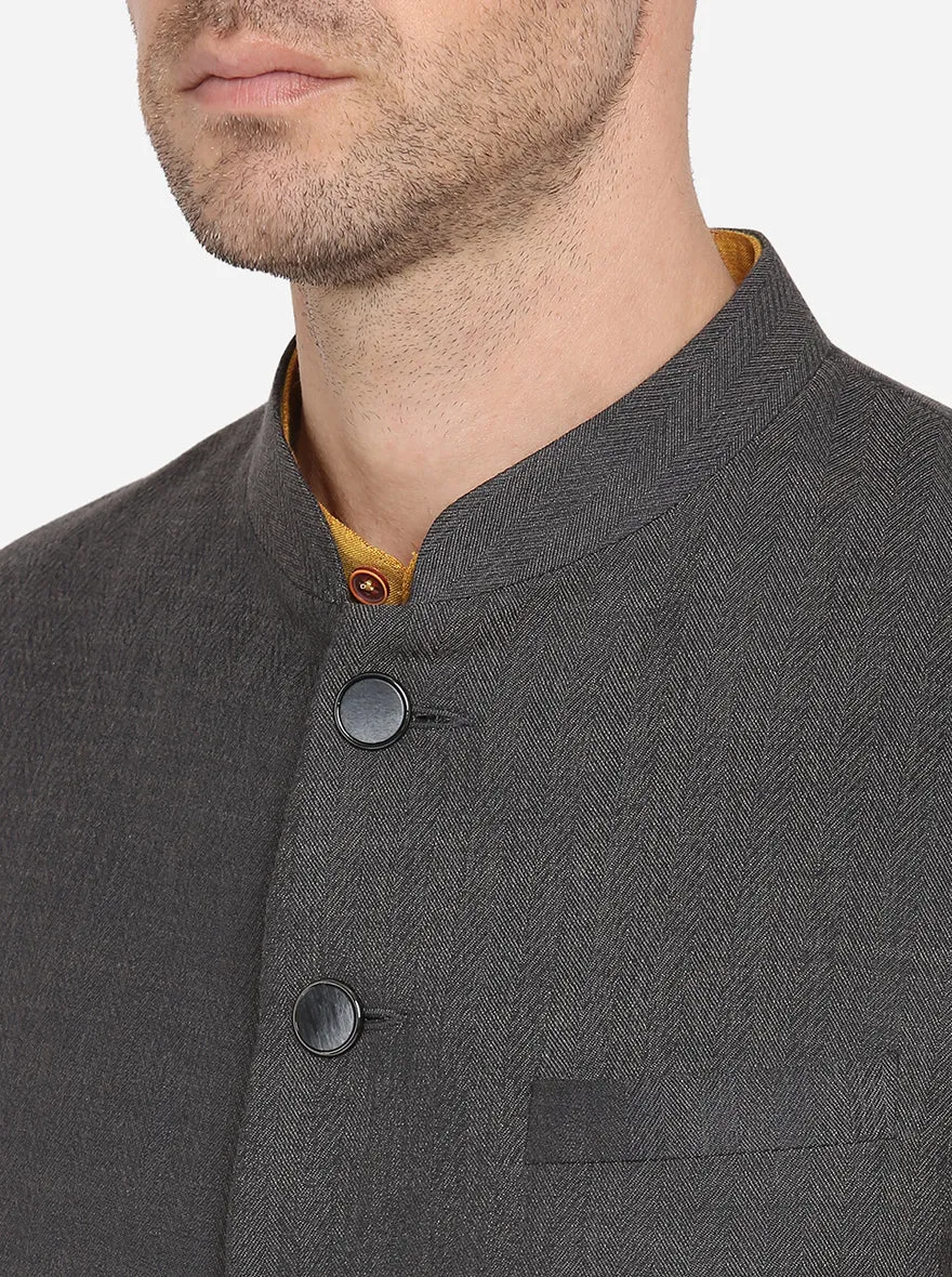 Dark Grey Bandhgala Jacket | Greenfibre