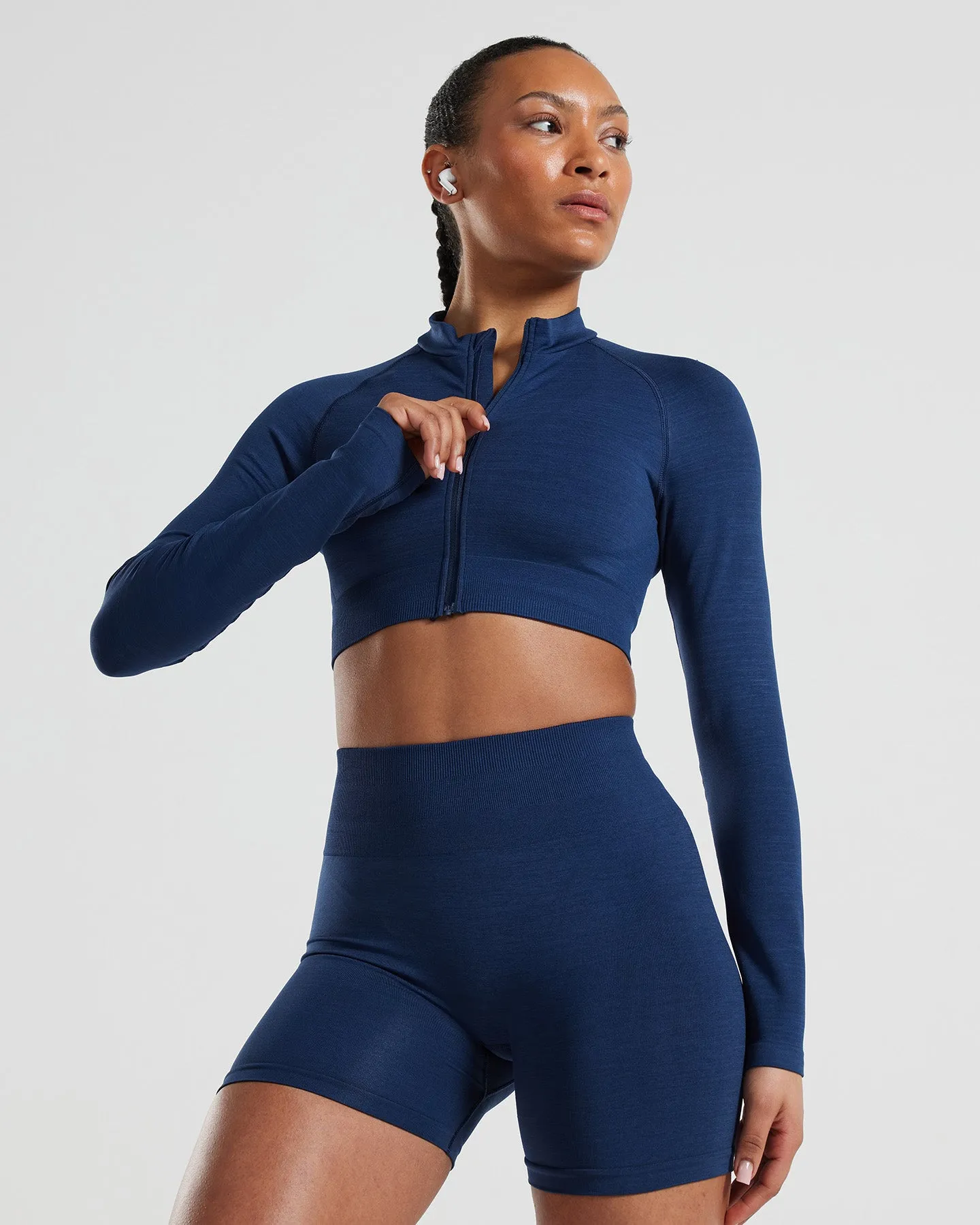 Define Seamless Crop Zip Jacket | Sapphire Blue