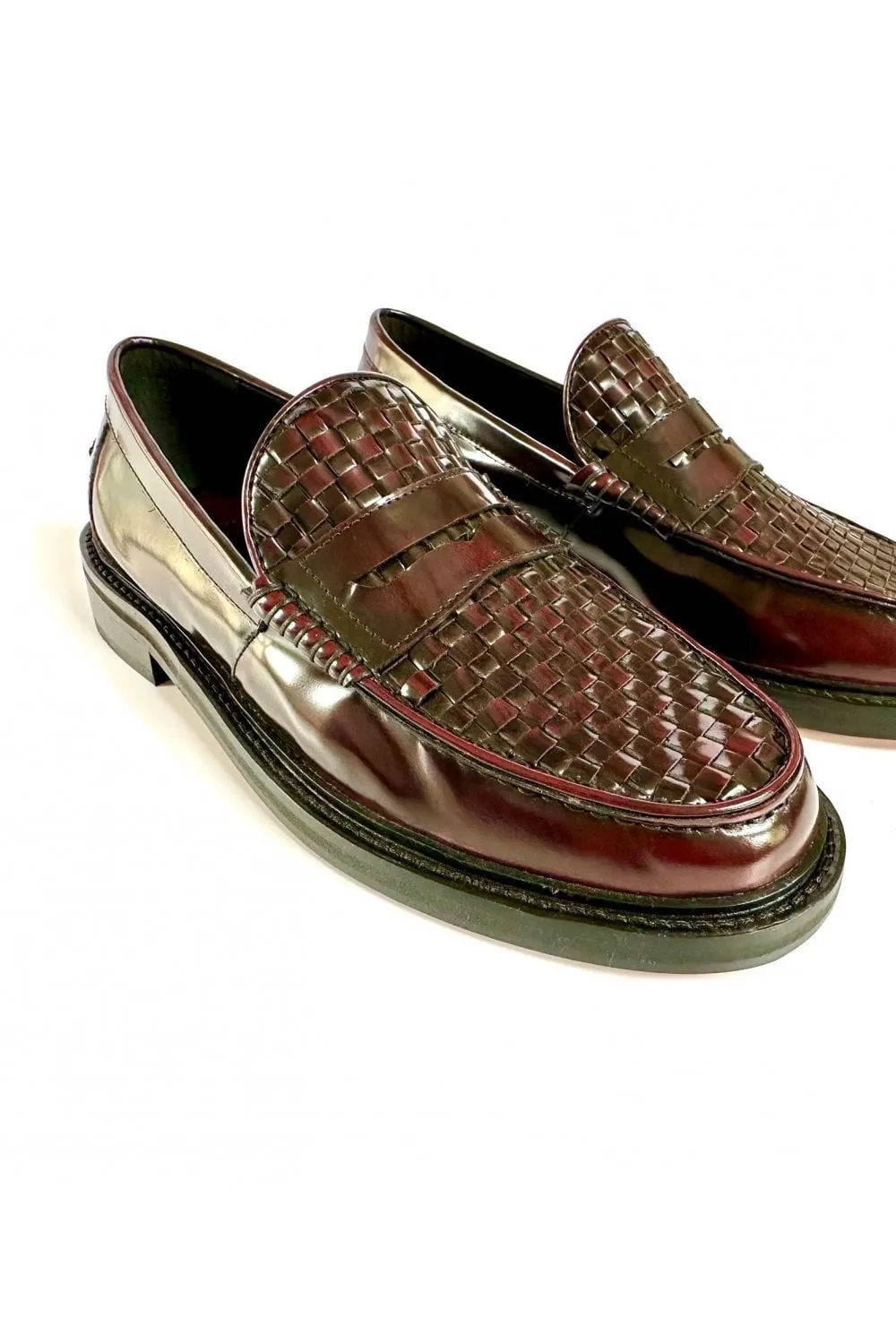 Delicious Junction Oxblood Brummel Basket Weave Loafers