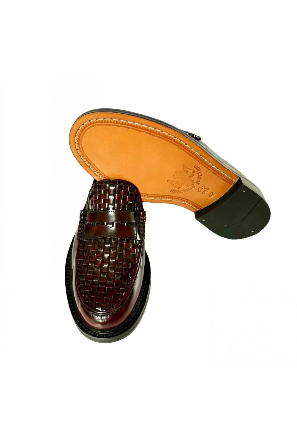 Delicious Junction Oxblood Brummel Basket Weave Loafers