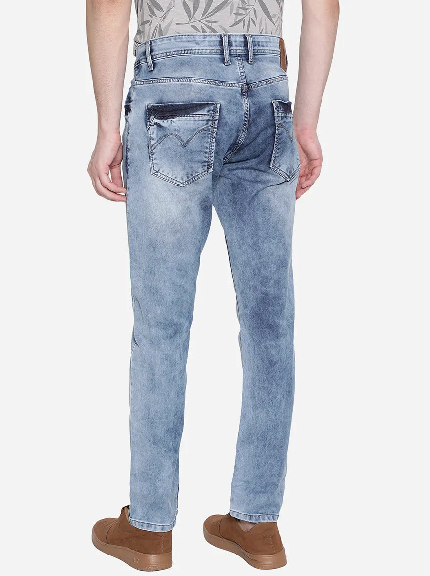 Denim Blue Washed Straight Fit Jeans | JadeBlue