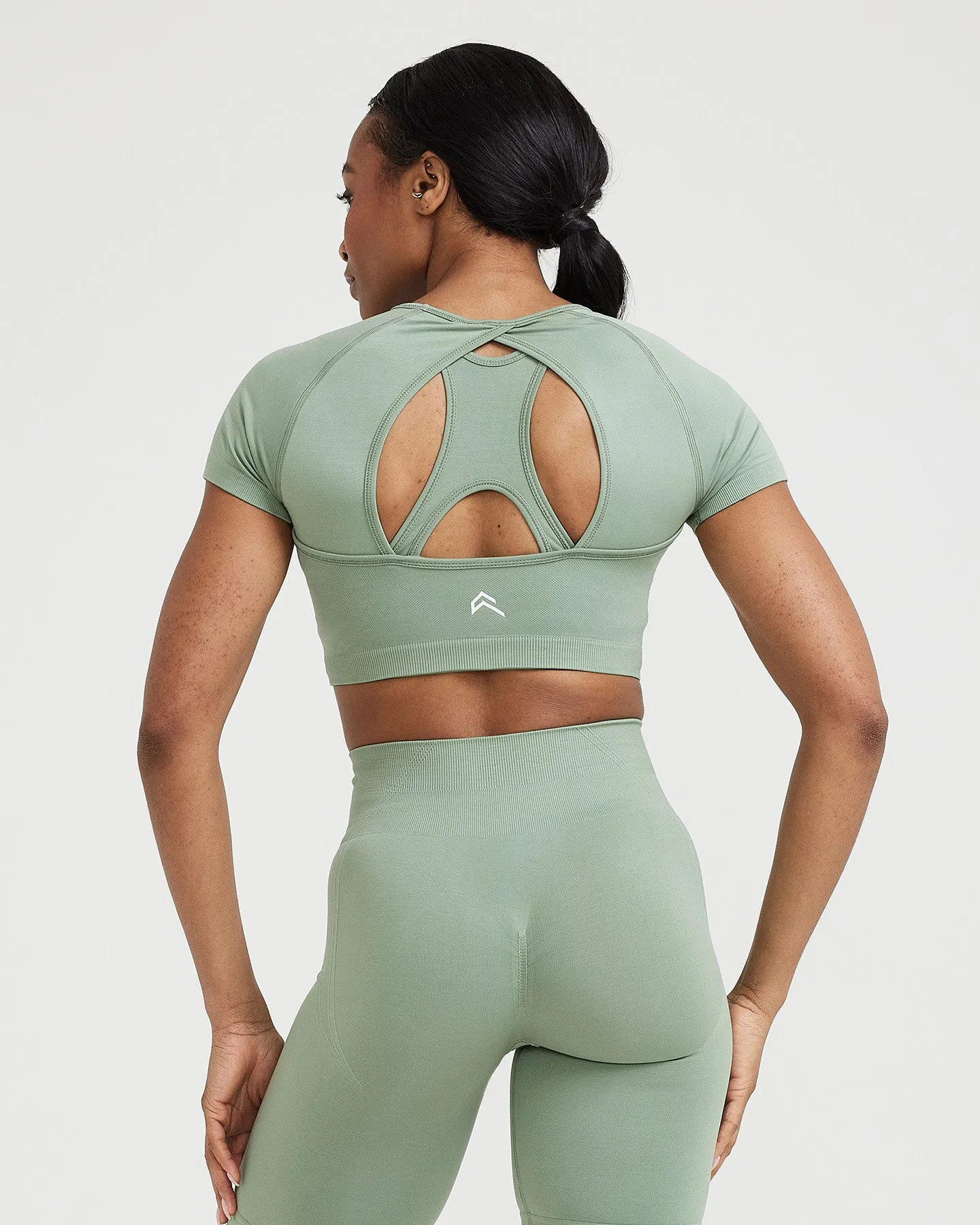 Effortless Seamless Short Sleeve Crop Top | Sage