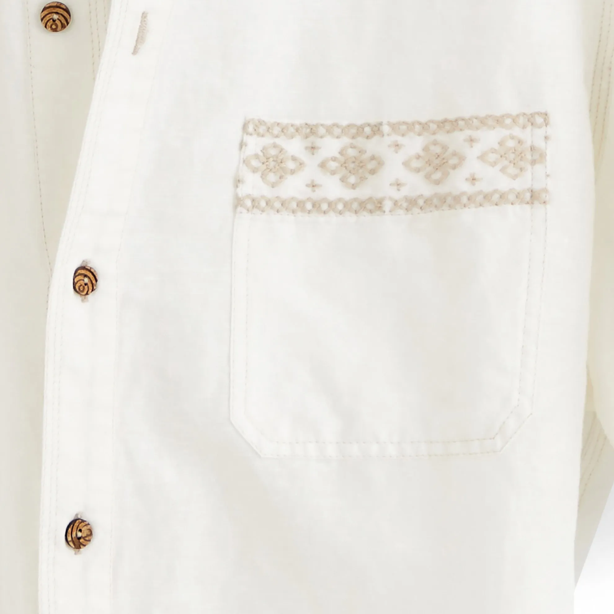 Embroidered Linen Bungalow Shirt