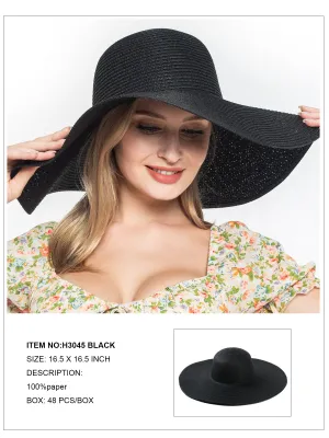 Floppy Foldable Beach Sun Hat-Black