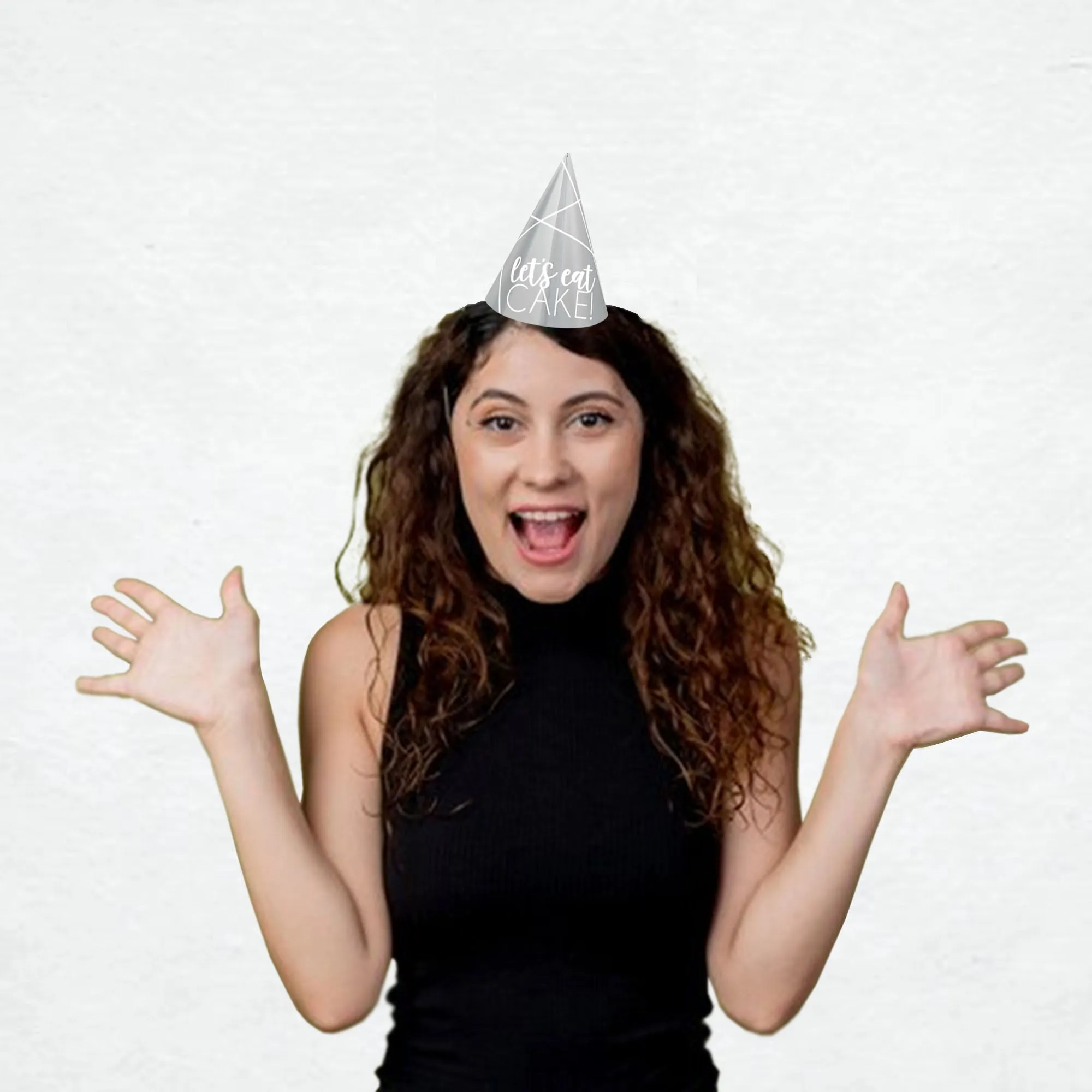 Happy Birthday Silver and Gold Mini Foil Cone Party Hats, 12 Count