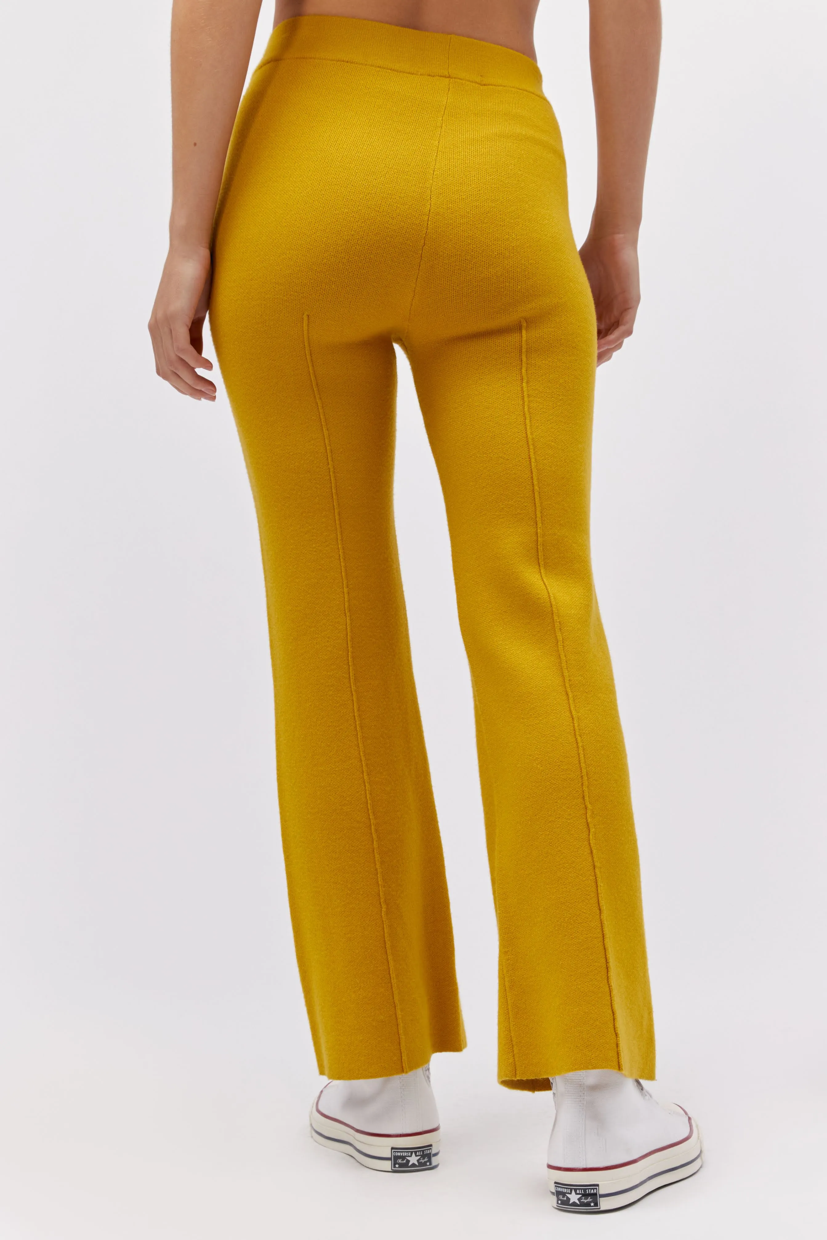 Knit Pintuck Pant in Gold