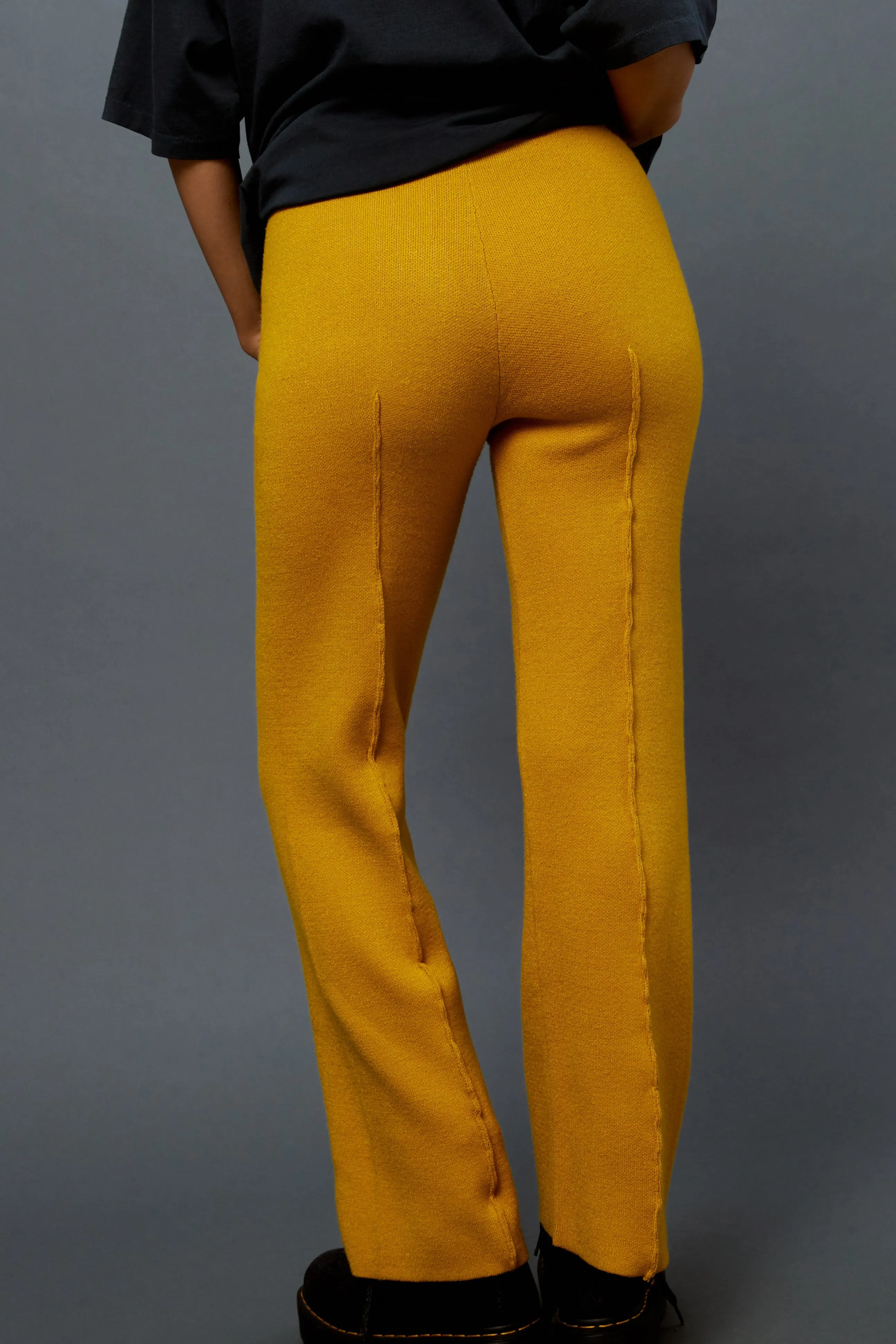 Knit Pintuck Pant in Gold