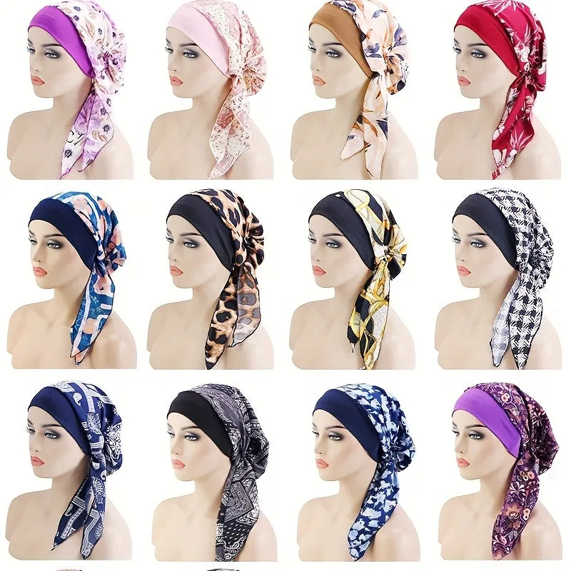 Lace Up Chemo Hat Stylish Paisley Headscarf  Turban Cap