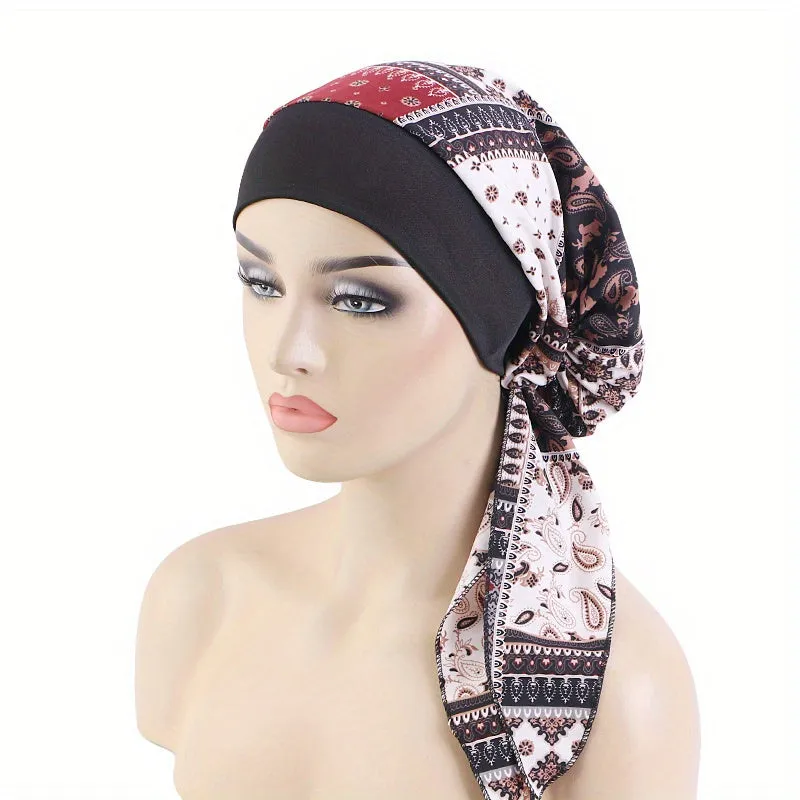 Lace Up Chemo Hat Stylish Paisley Headscarf  Turban Cap