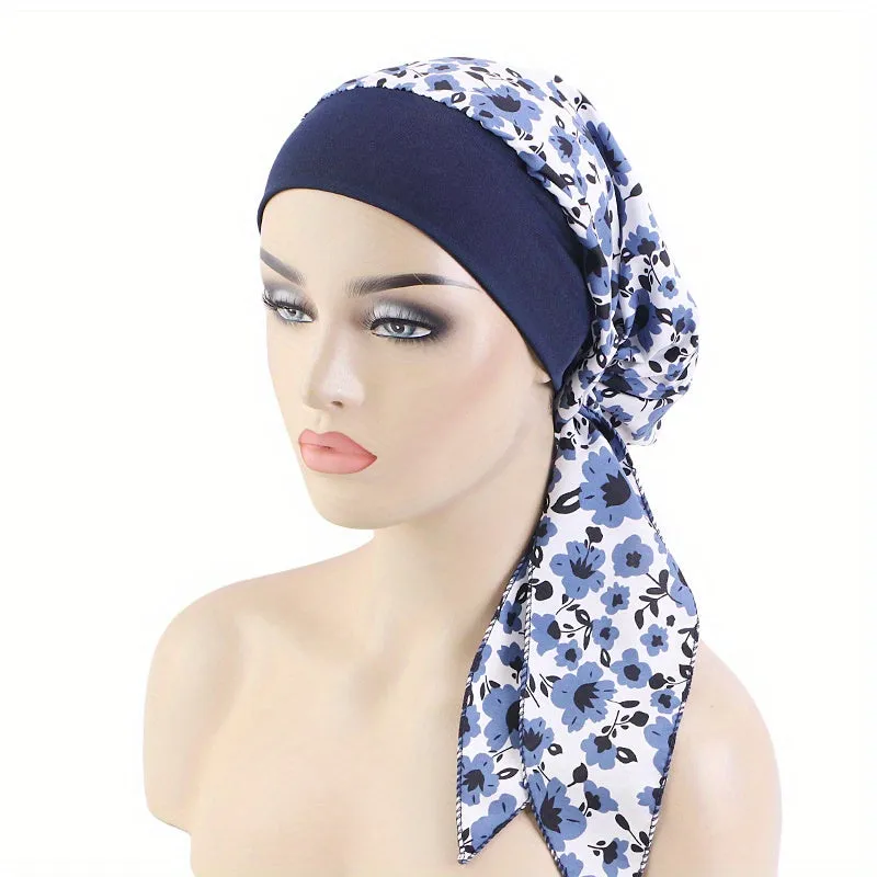 Lace Up Chemo Hat Stylish Paisley Headscarf  Turban Cap