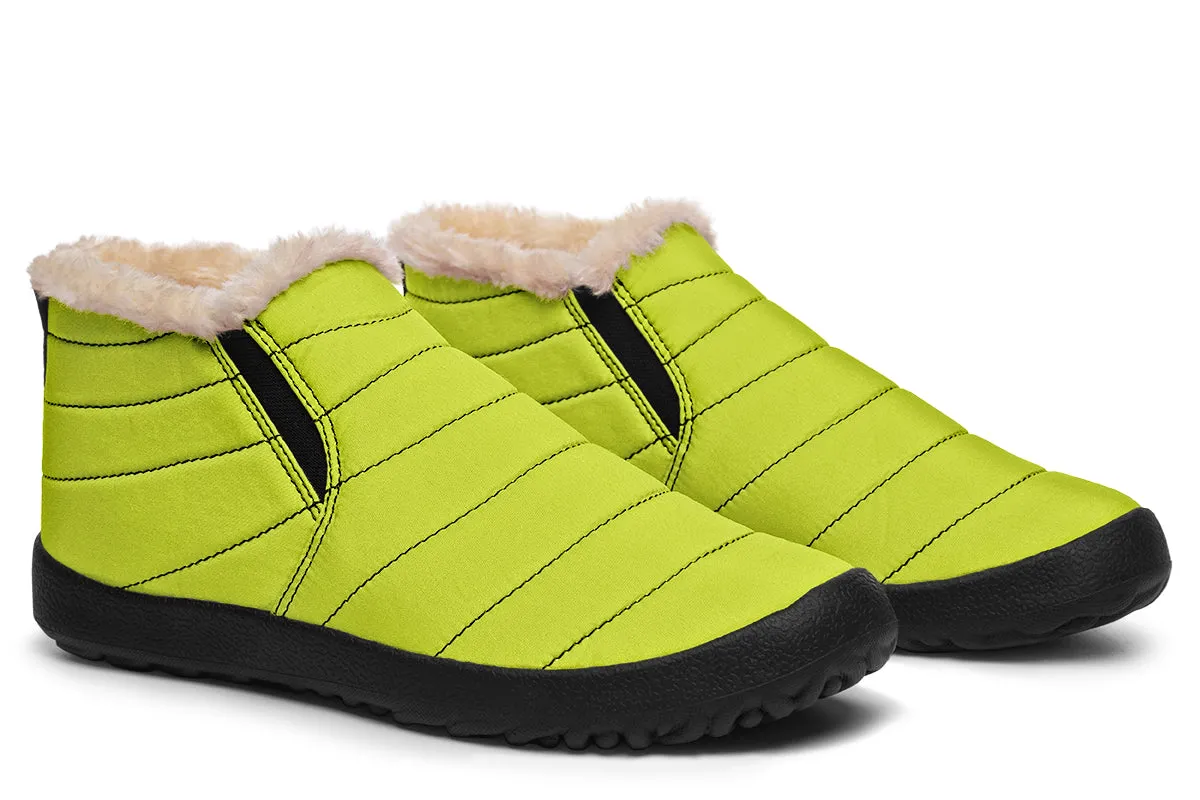 Lime Punch Winter Sneakers - Warm & Easy Slip-On Shoes Lined with Vegan Wool with Anti-Slip Soles