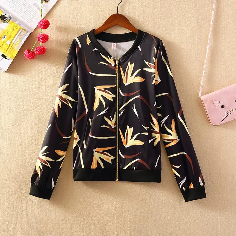 Long Sleeved Printed Baseball Jersey Short Women Jacket Trendy Outerwear