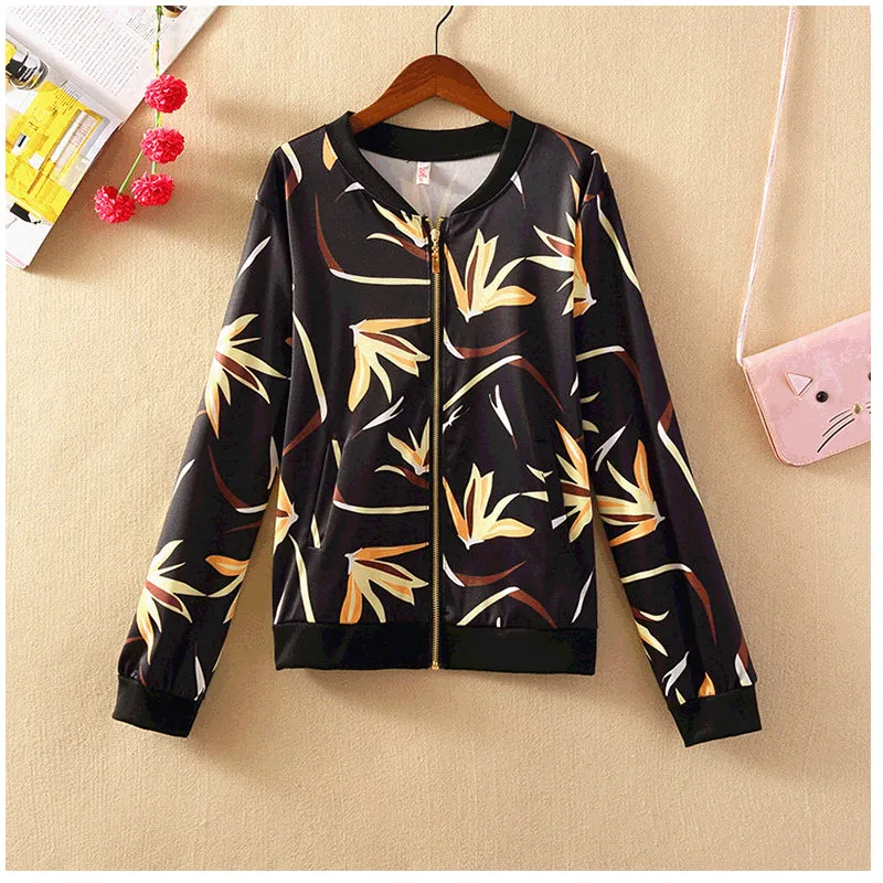 Long Sleeved Printed Baseball Jersey Short Women Jacket Trendy Outerwear