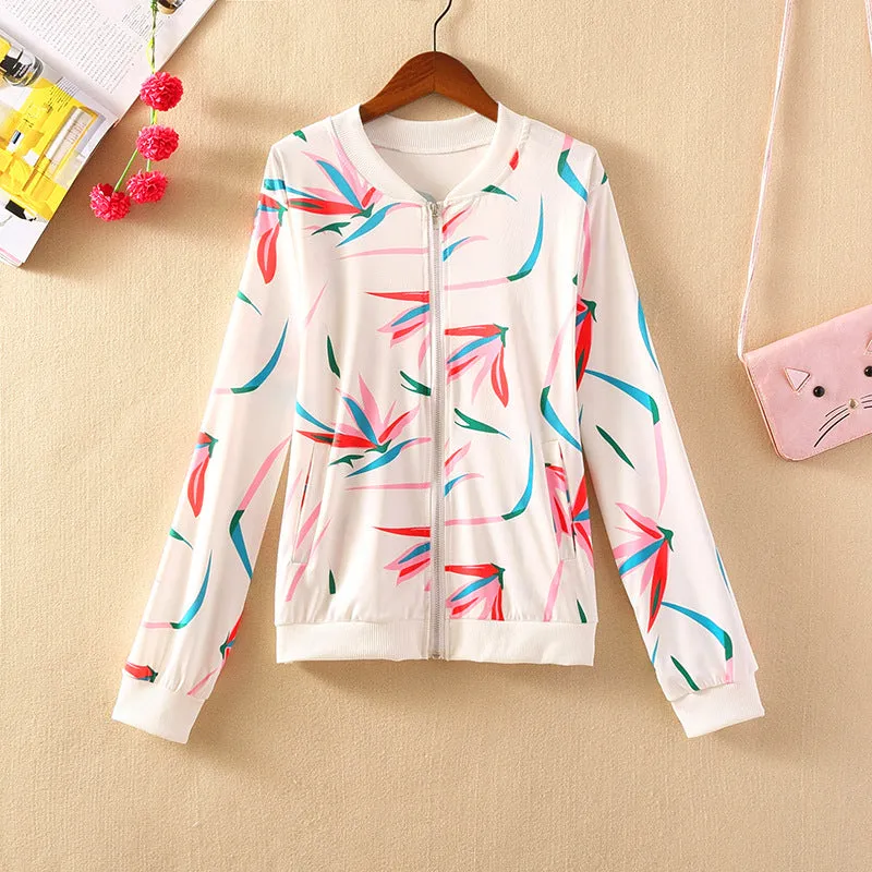 Long Sleeved Printed Baseball Jersey Short Women Jacket Trendy Outerwear