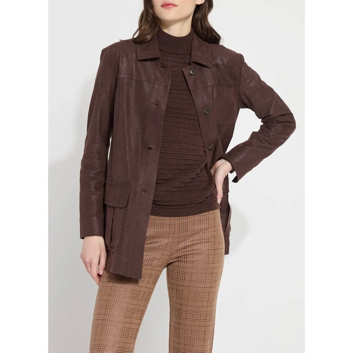 Lysse Lora Foil Faux Suede Utility Jacket