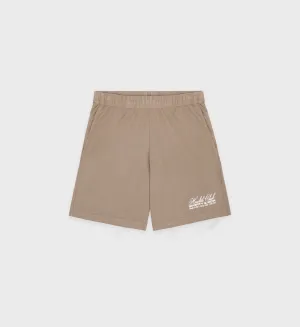 Made In USA Gym Short - Espresso/White