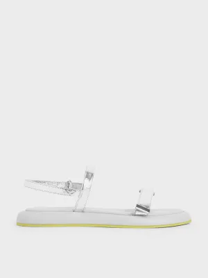 Metallic Velcro Strap Sandals