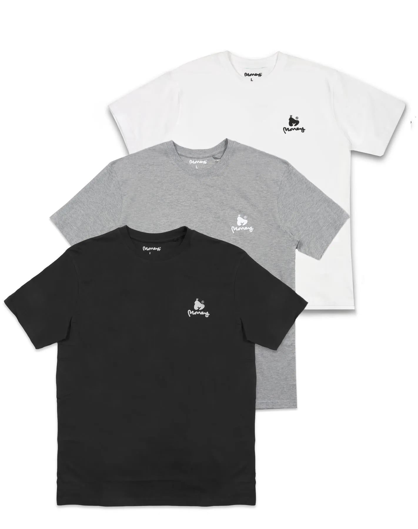 Money Lounger Mix Tee 3pk Black/White/Grey Melange