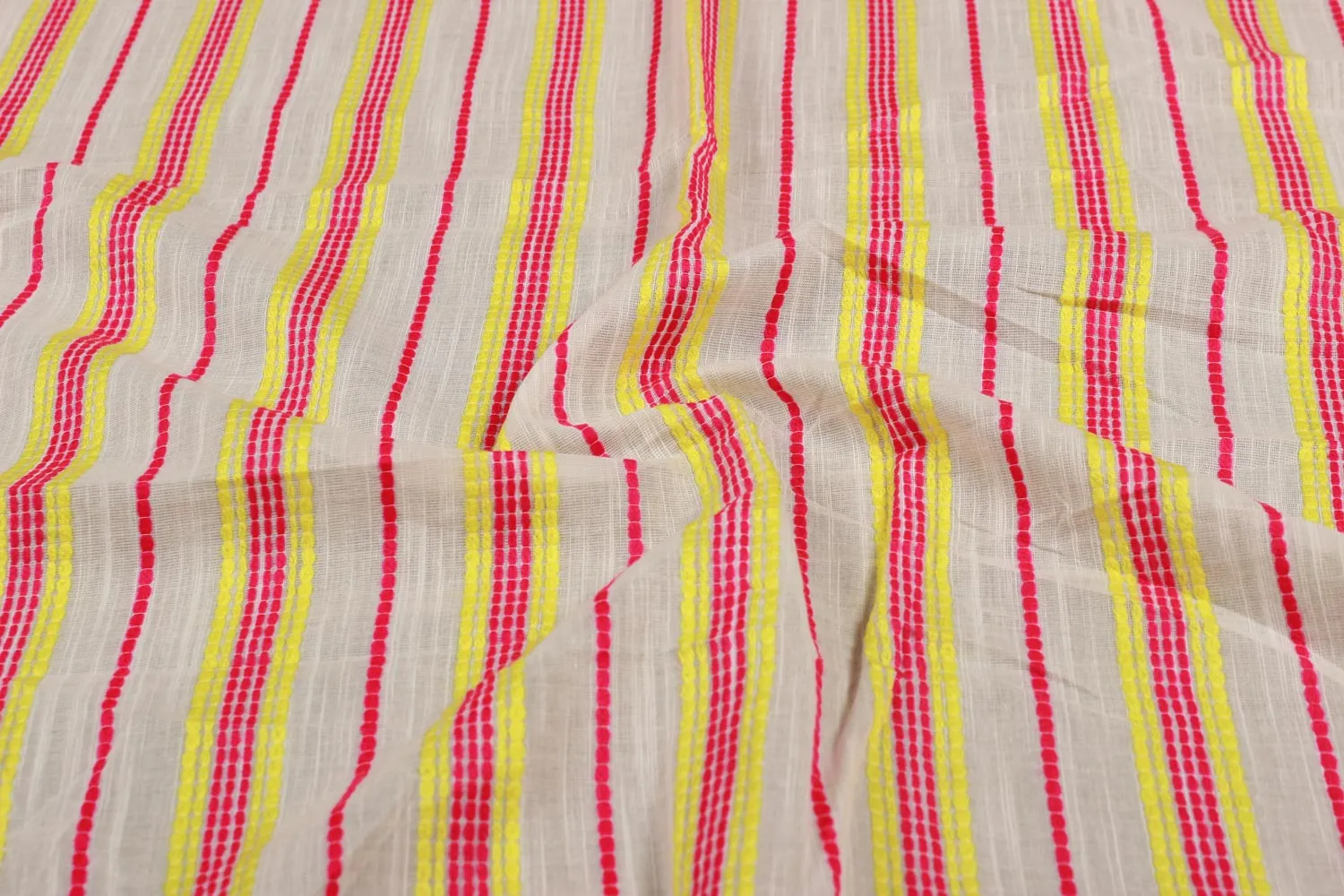 Multicolor Stripes Cotton Acrylic Blend Fabric