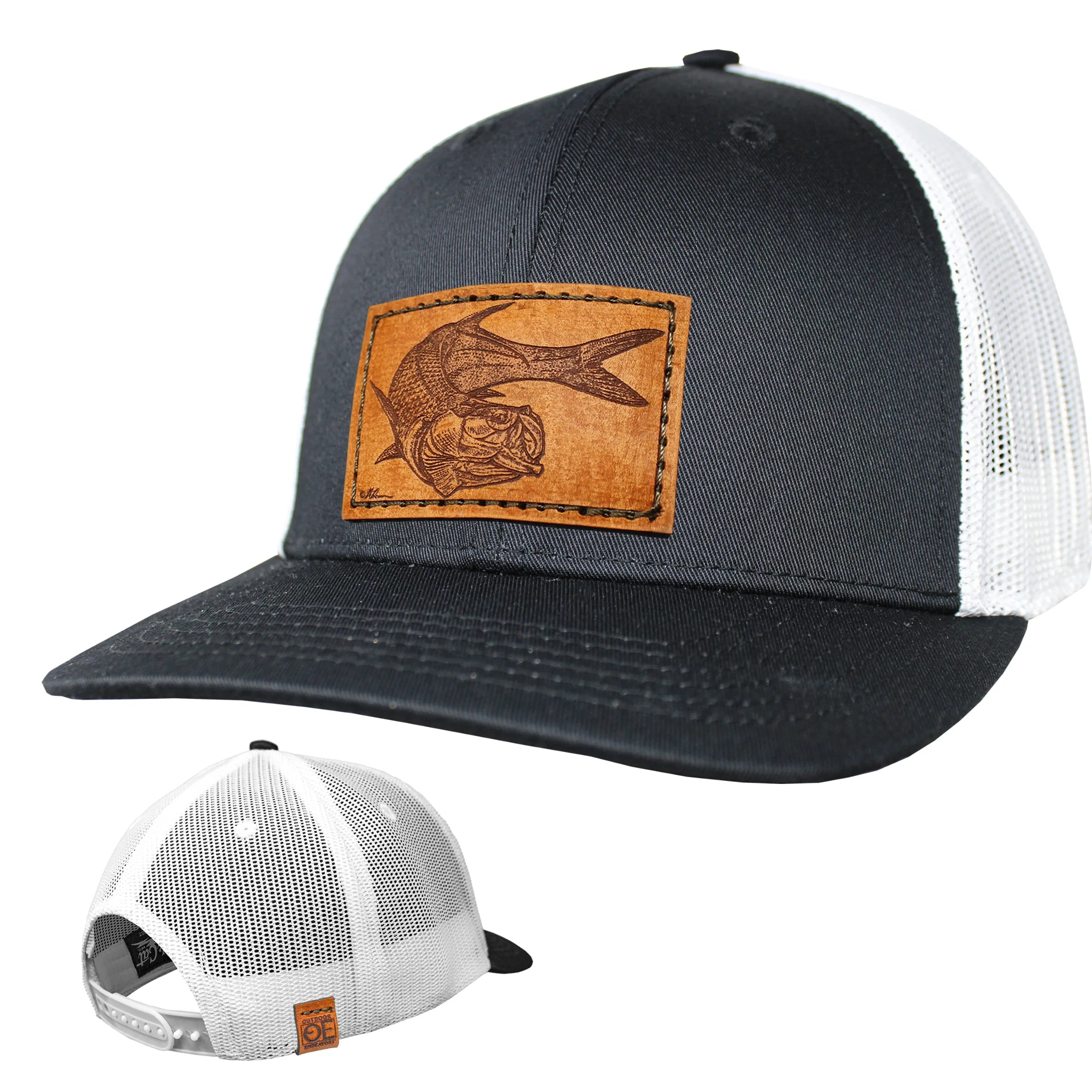 OE - Performance Trucker Hat - Twisting Tarpon Leather Patch