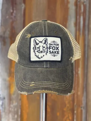 Oh For Fox Sake hat- Distressed Black