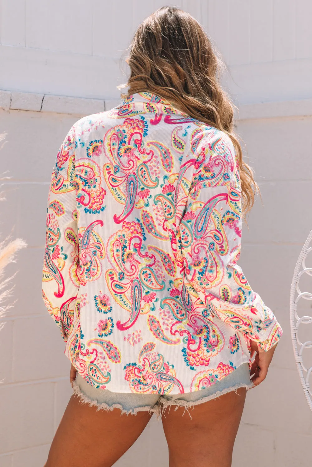 Paisley Pattern Corduroy Shacket