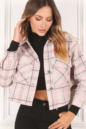 Pink Plaid Crop Jacket