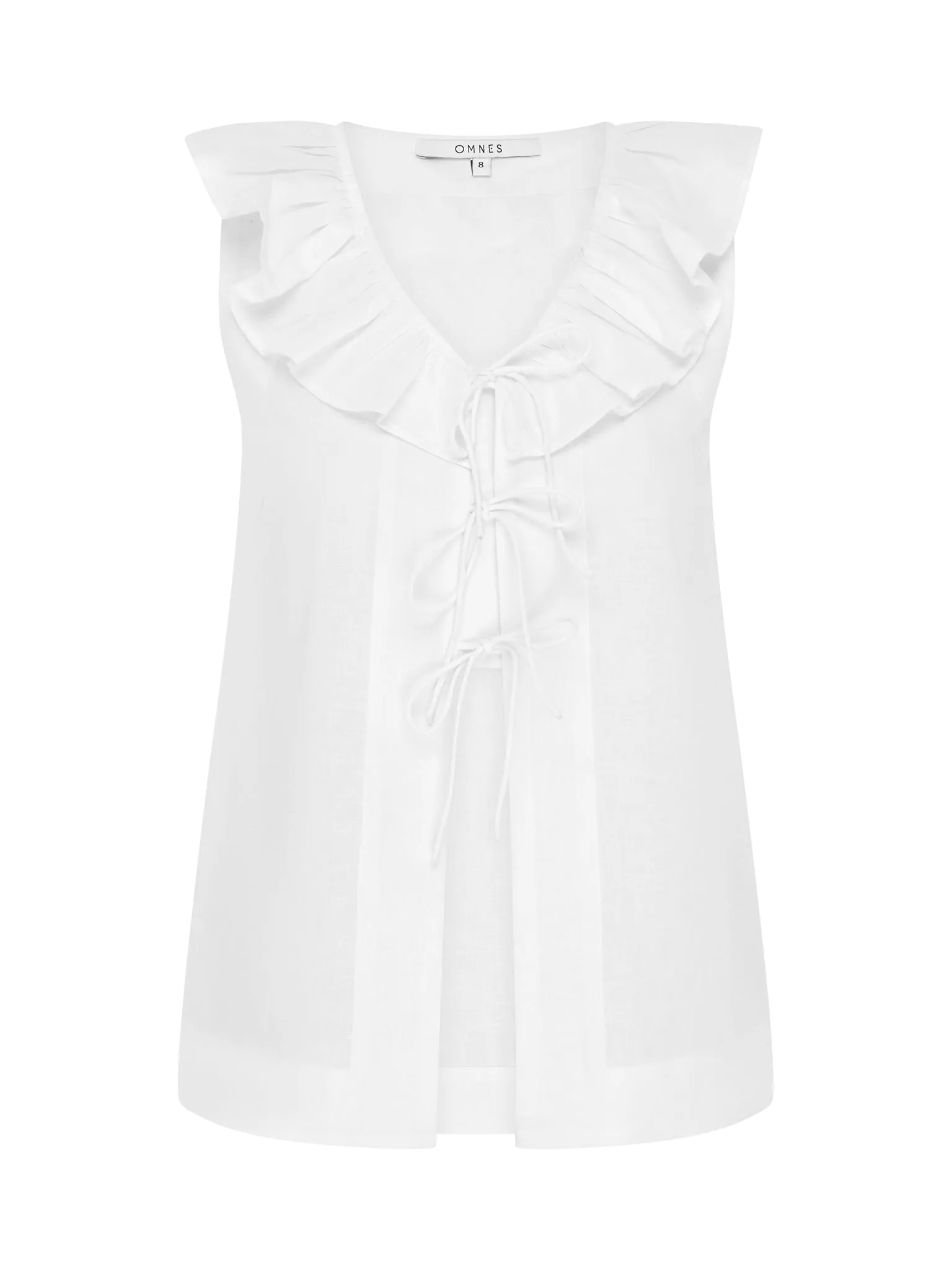 Rachael Frill Collar Sleeveless Blouse in White