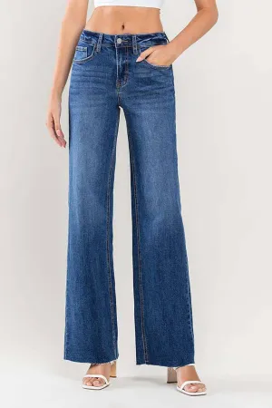 Raw Hem Wide Leg Jeans