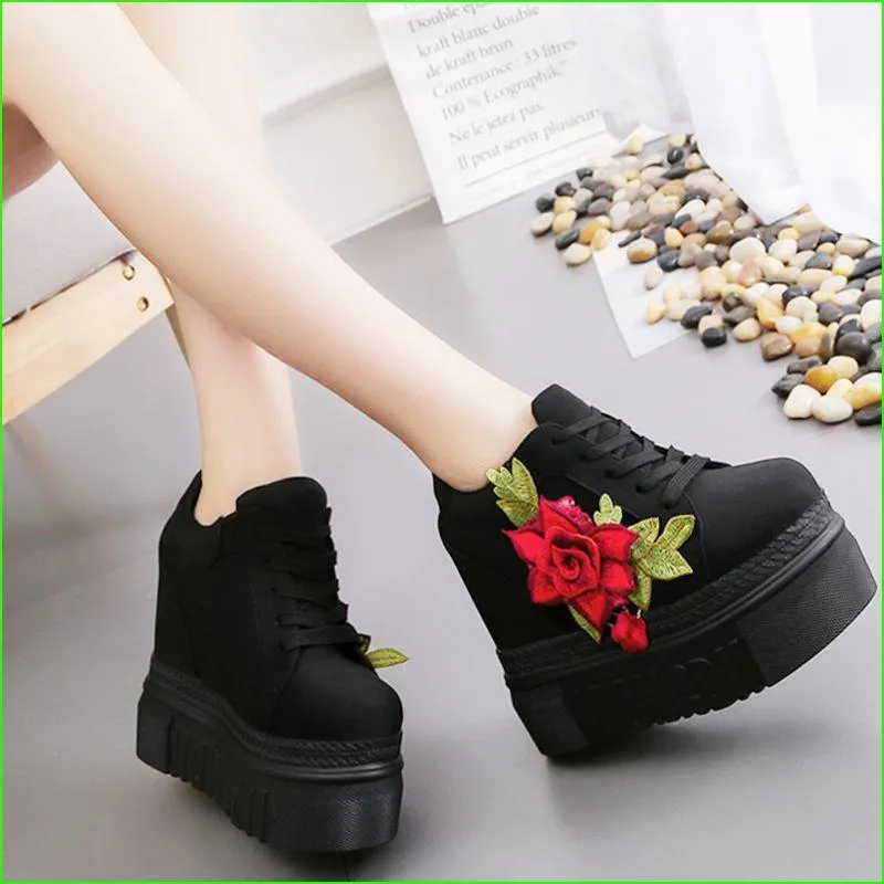 Red Rose Wedge Sneakers