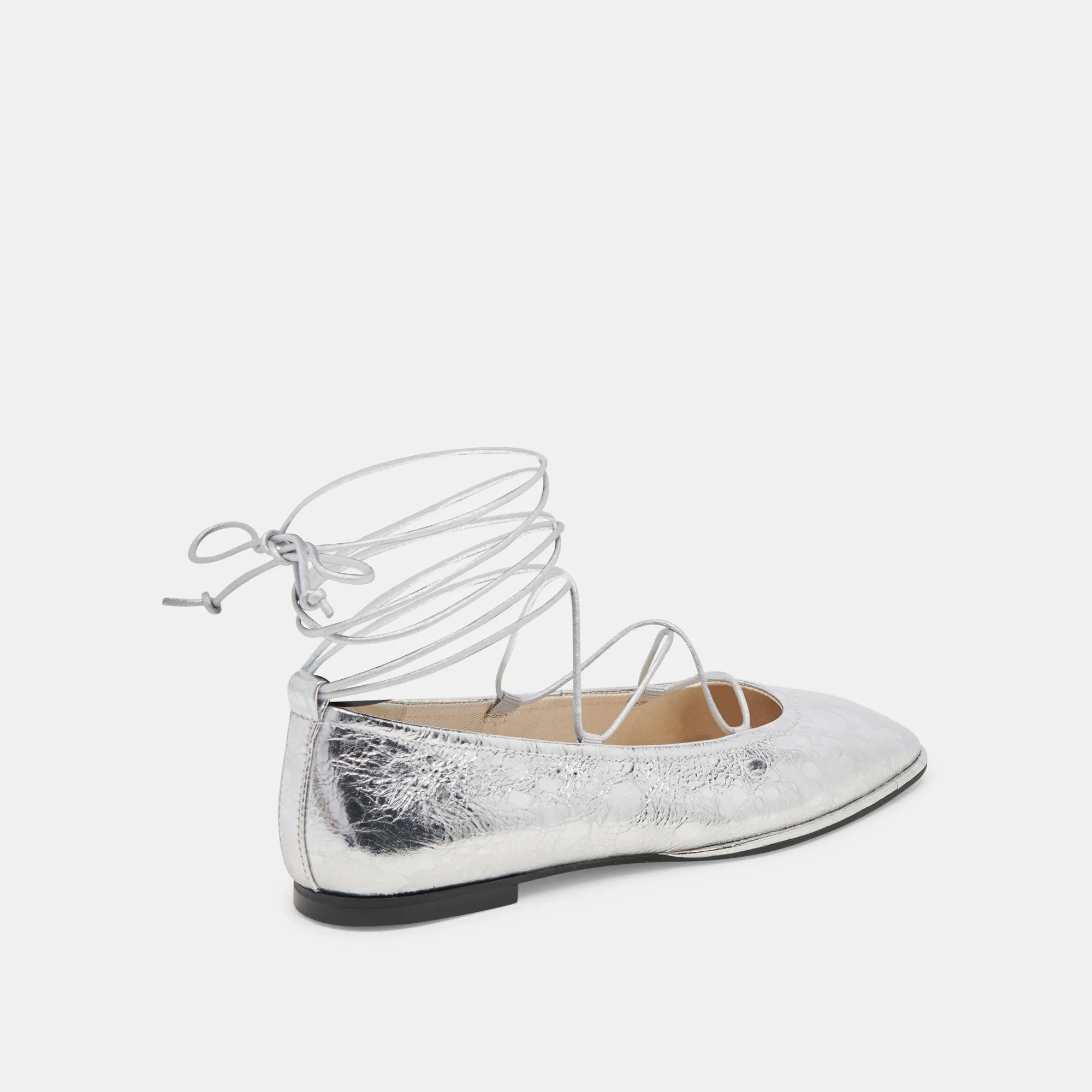 RYDER BALLET FLATS SILVER DISTRESSED LEATHER