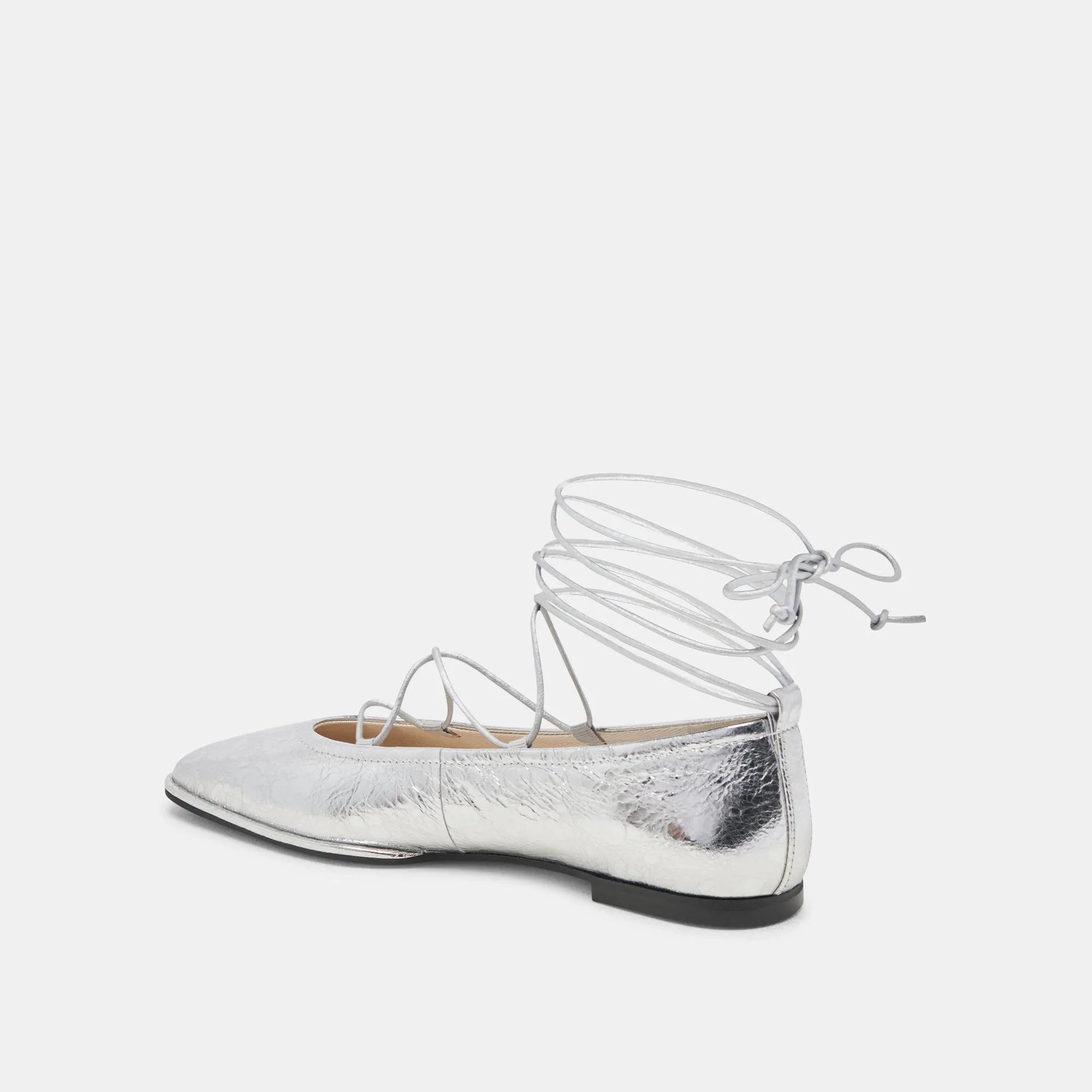 RYDER BALLET FLATS SILVER DISTRESSED LEATHER