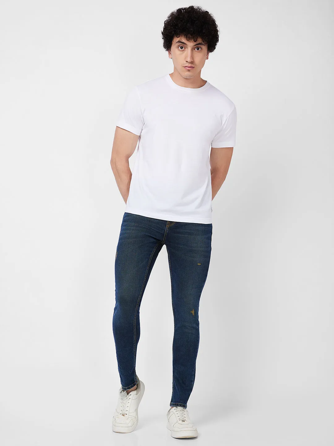 Spykar Mid Rise Comfort Fit Blue Jeans For Men